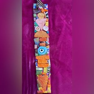 Handmade Polymer Clay Mosaic Art “Follow Your Bliss”Original On Wood Panel